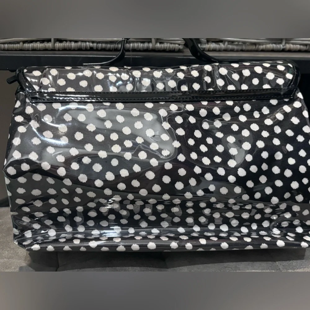 Kate Spade Makeup Travel Case 2 clear zipper compartments folds blue w… - Picture 4 of 16